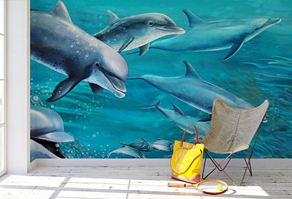 Fototapeta Plávajúce delfíny , dolphins delfin more ocean koraly
